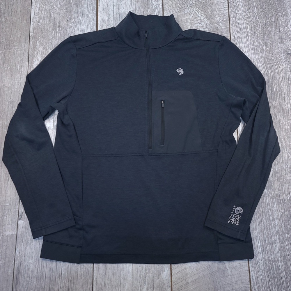 Mountain Hardwear Cragger 1/2 Zip Pullover Mens Large Black Activewear OM8592